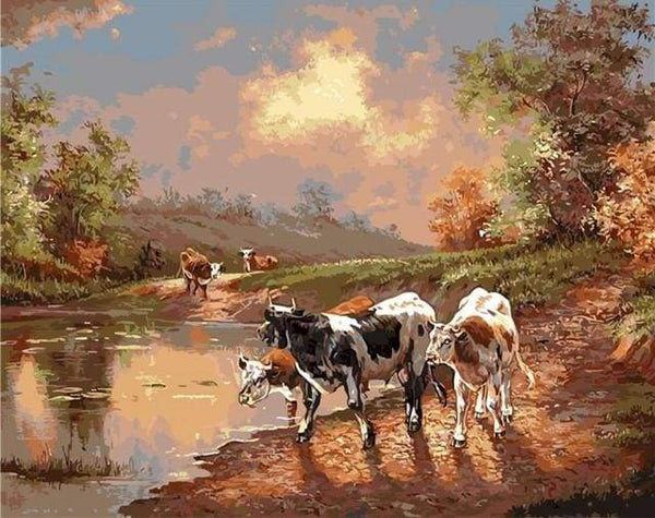 Cows Vintage Paint By Numbers Kit
