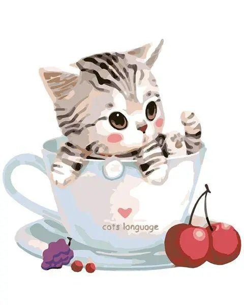 Cup Cat Paint By Numbers Kit