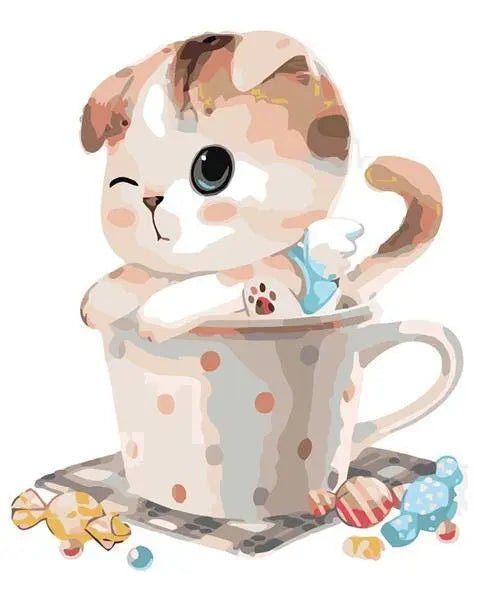 Cute Cat In Bucket Paint By Numbers Kit