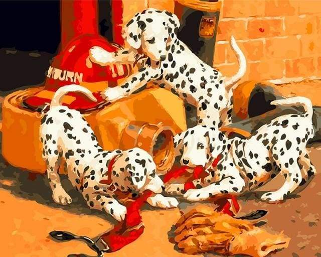 Dalmatians playing Paint By Numbers Kit