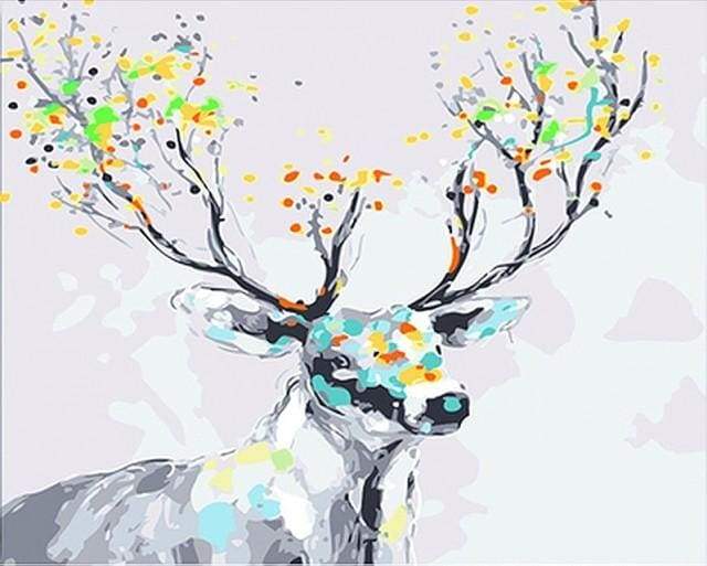 Deer with colored wood Paint By Numbers Kit