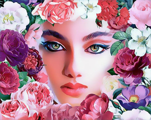Face and flowers 2 Paint By Numbers Kit
