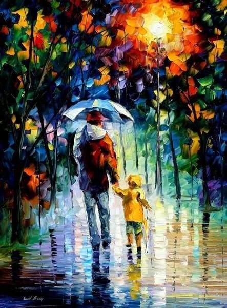 Father and Son in the Rain Paint By Numbers Kit