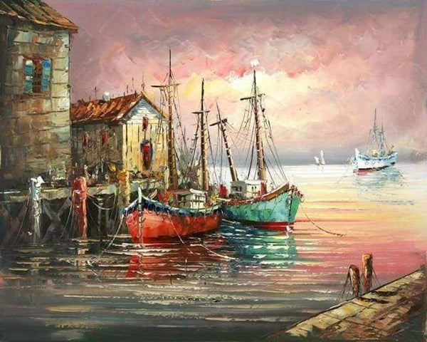 Fishing boats at Port Paint By Numbers Kit