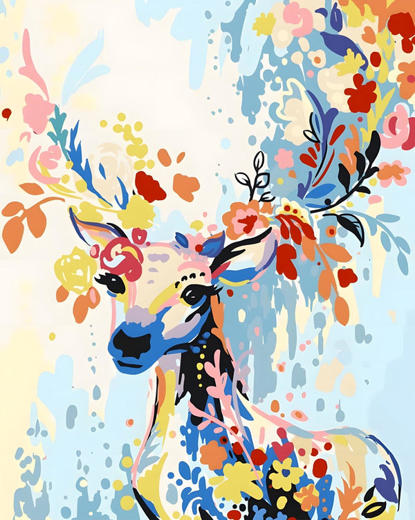 Floral Deer Paint By Numbers Kit