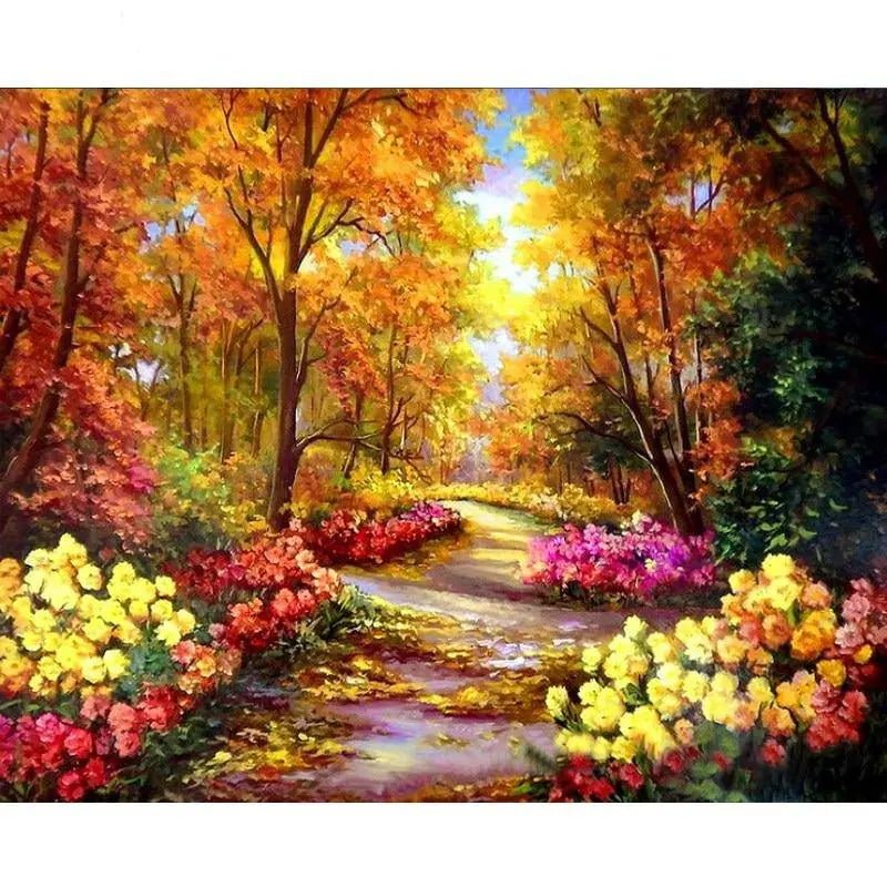 Flower Path In Autumn Paint By Numbers Kit