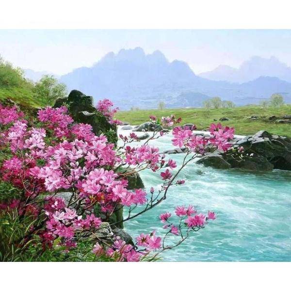 Flower River Landscape Paint By Numbers Kit