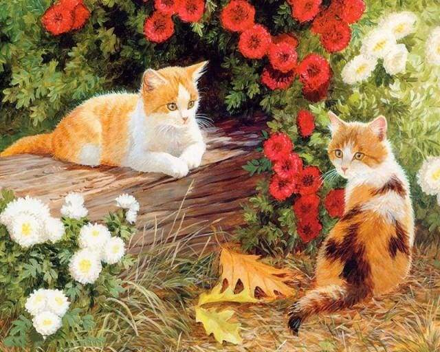 Flowers and Kittens Paint By Numbers Kit