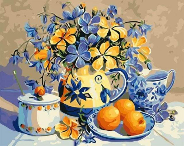 Flowers and Orange Paint By Numbers Kit
