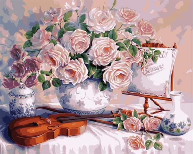 Flowers and Violin Paint By Numbers Kit