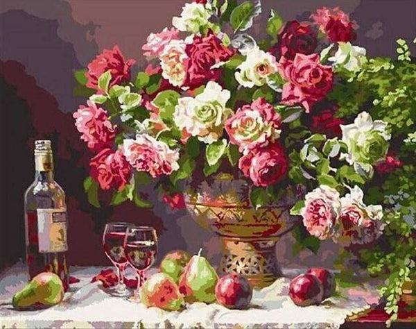 Flowers, Wine and Fruits Paint By Numbers Kit