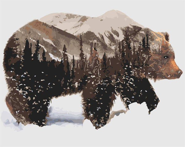 Forest Through A Bear Paint By Numbers Kit