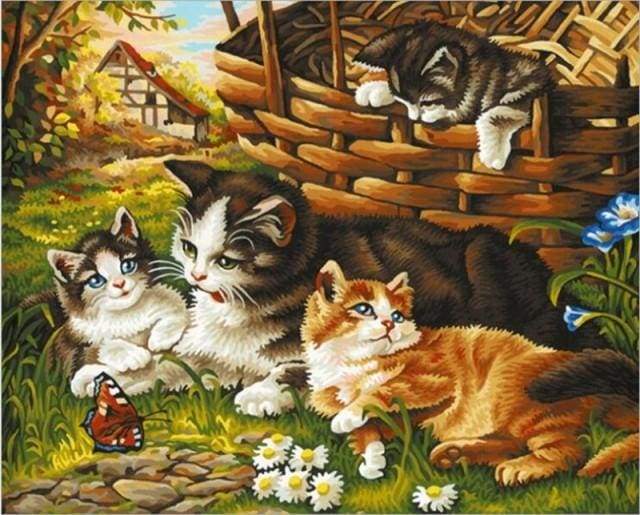 Four Cats Paint By Numbers Kit
