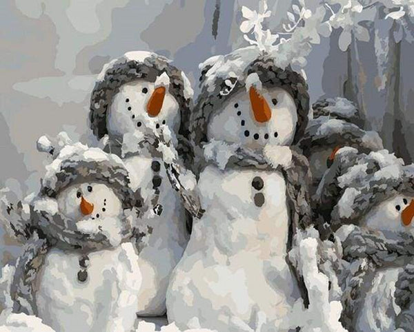 Four Christmas snowmen Paint By Numbers Kit