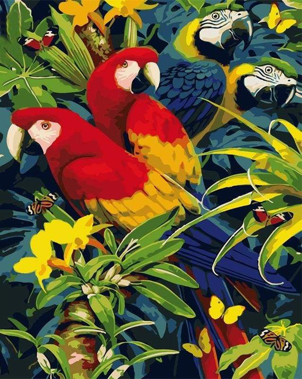 Four Parrots Paint By Numbers Kit