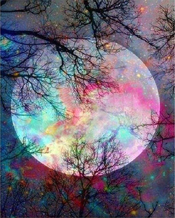 Full Moon with colorful reflections Paint By Numbers Kit