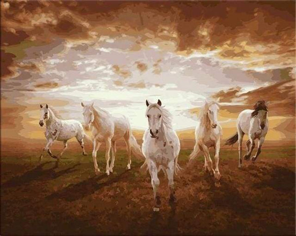 Galloping white Horses Paint By Numbers Kit