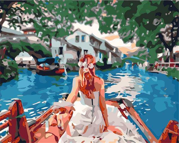 Girl Enjoying In a Boat Paint By Numbers Kit