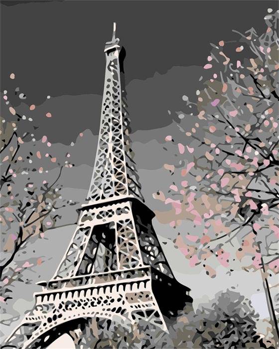 Grey Eiffel Tower Paint By Numbers Kit