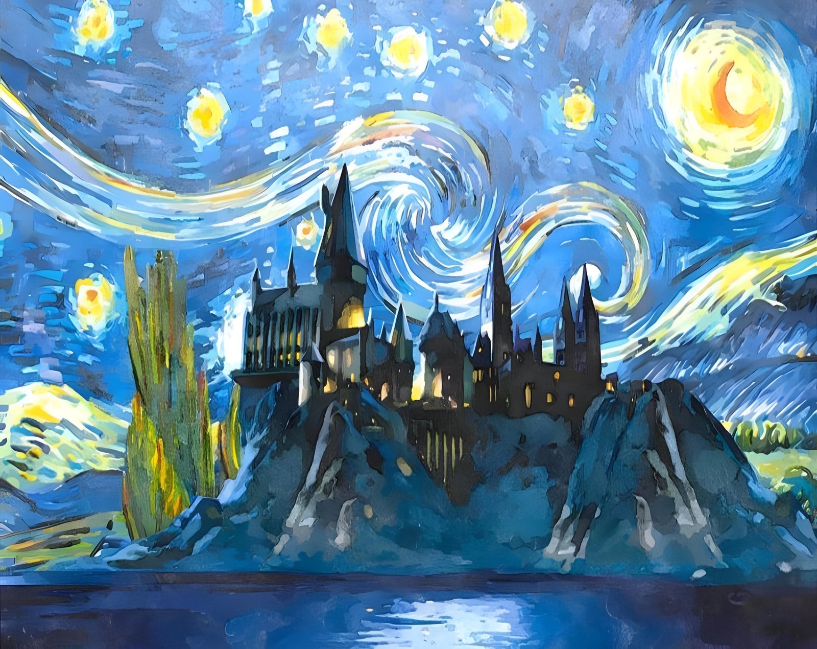 Harry Potter Hogwarts Van Gogh Paint By Numbers Kit Paint