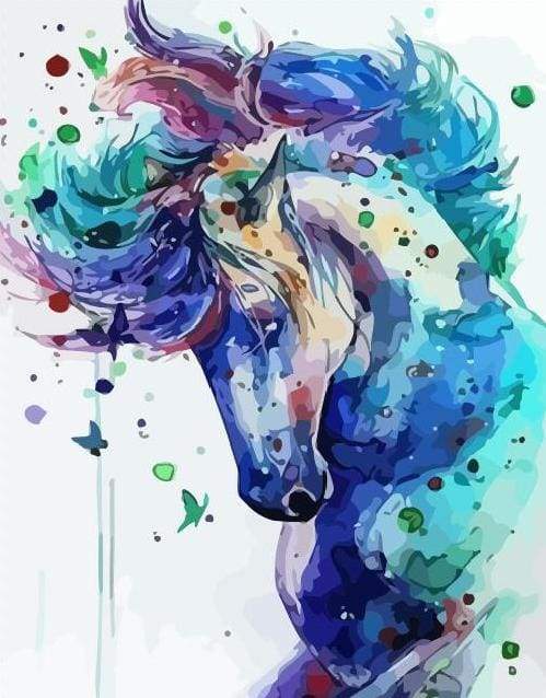 Horse in Blue Paint By Numbers Kit