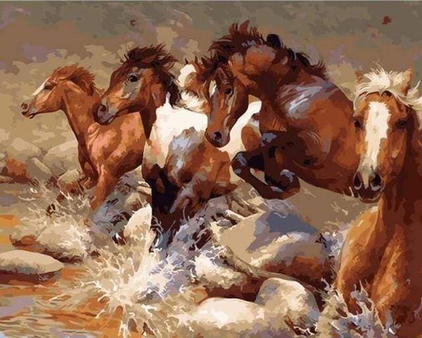 Horses crossing the River Paint By Numbers Kit