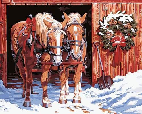 Horses in Winter Paint By Numbers Kit