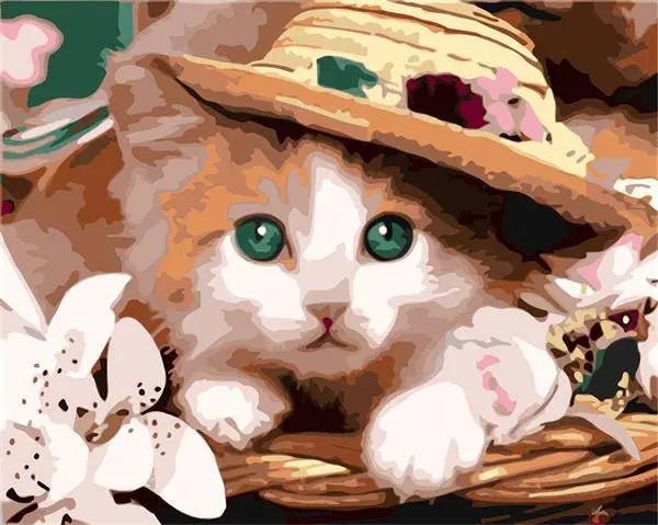 Kitty Cat With Hat Paint By Numbers Kit