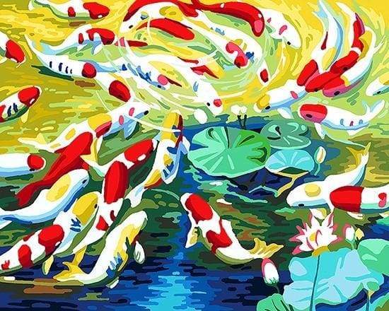 Koi carps and water lilies Paint By Numbers Kit