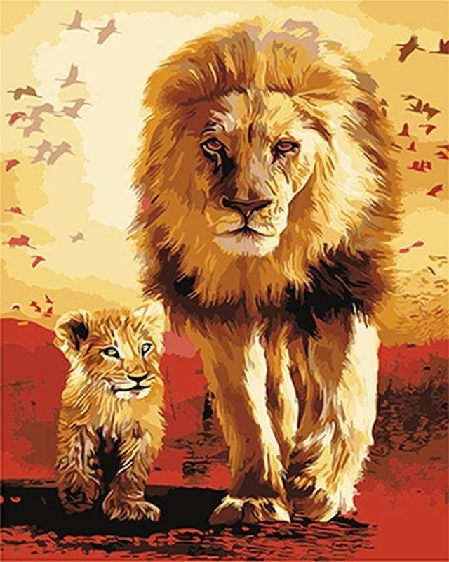 Lion and cub Paint By Numbers Kit