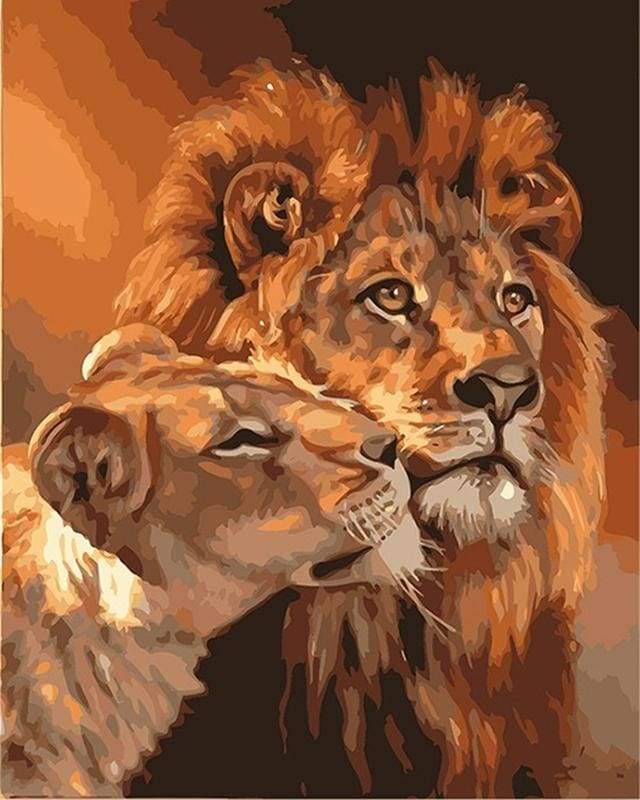Lion and Lioness Couple Paint By Numbers Kit