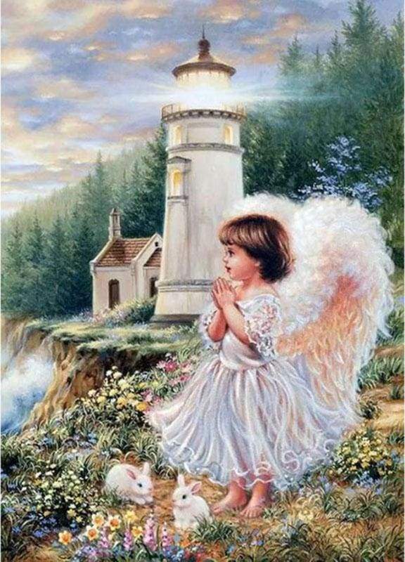 Little Angel near the Lighthouse Paint By Numbers Kit