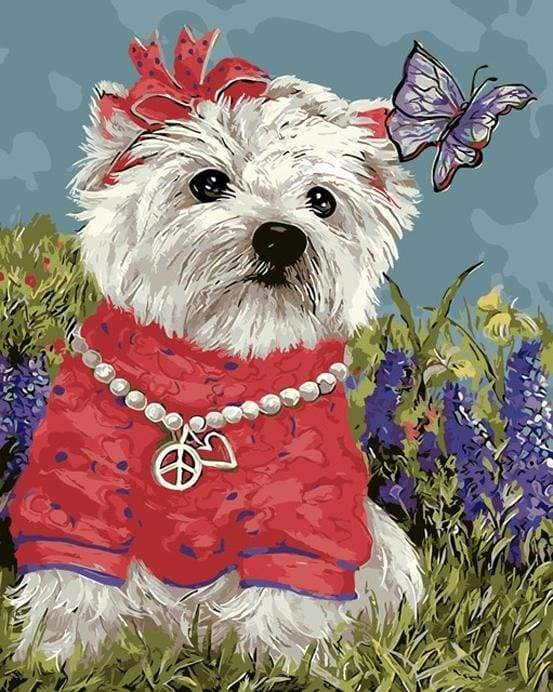 Little Dog and Butterfly Paint By Numbers Kit