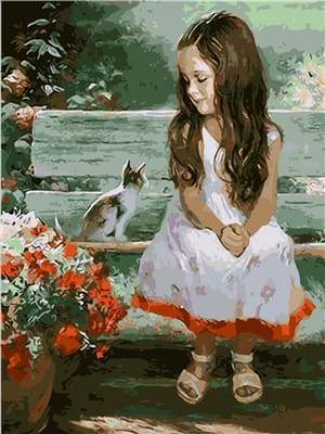 Little Girl and Cat Paint By Numbers Kit
