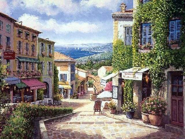 Mediterranean Village Street Paint By Numbers Kit