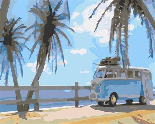 Minibus Picnic in a Beach Paint By Numbers Kit
