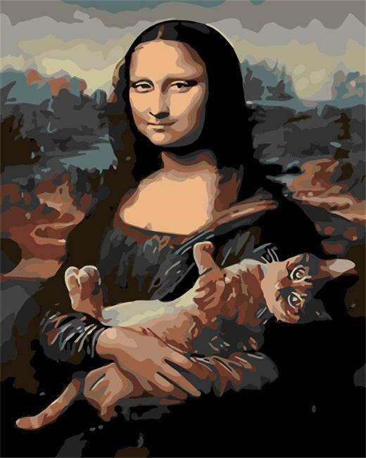 Mona Lisa With a Cat Paint By Numbers Kit