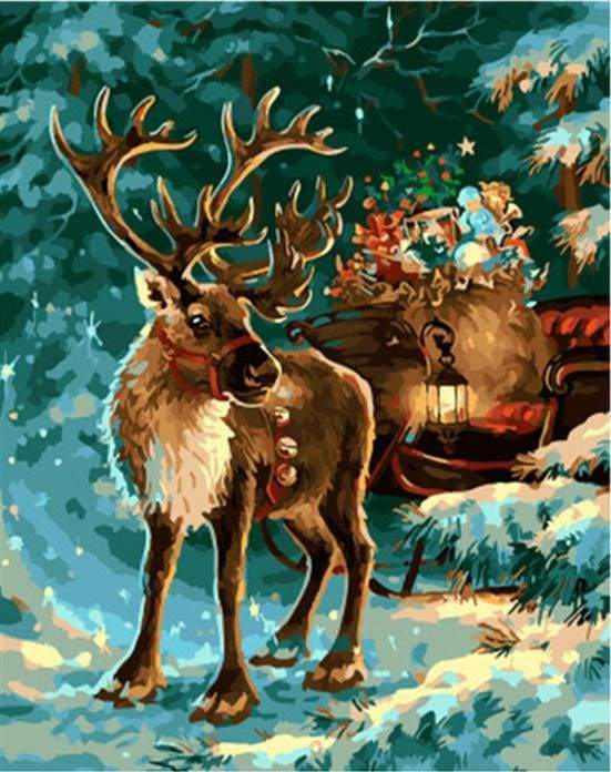 Moose Christmas Paint By Numbers Kit