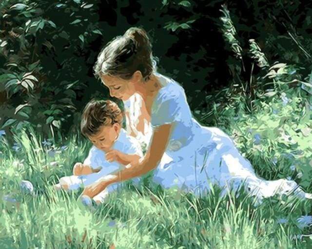 Mother with Child in the Grass Paint By Numbers Kit
