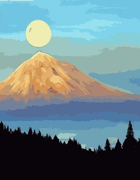 Mountain and Full Moon Paint By Numbers Kit