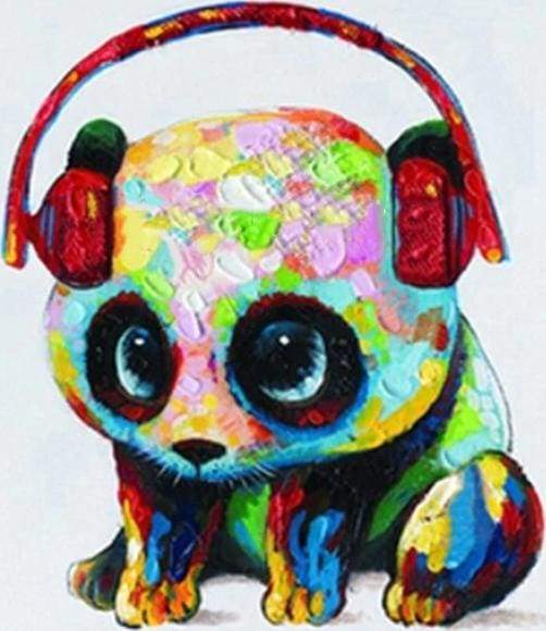 Panda using Headphones Paint By Numbers Kit