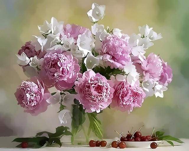 Peonies and Cherries Paint By Numbers Kit