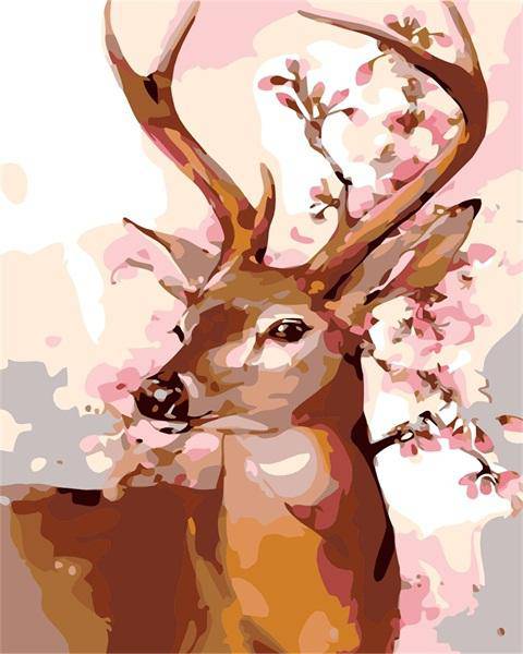 Pink Flower Beauty Deer Paint By Numbers Kit