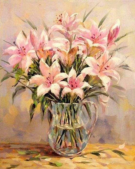 Pink lilies Paint By Numbers Kit