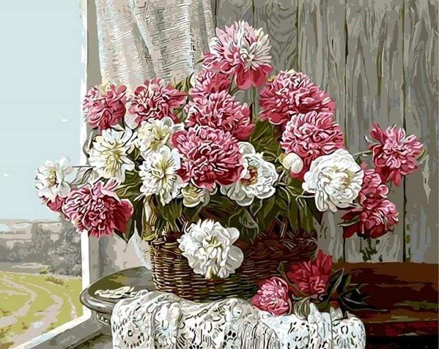 Pink & White Peonies Paint By Numbers Kit
