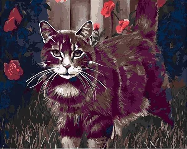 Purple Cat in Night Paint By Numbers Kit