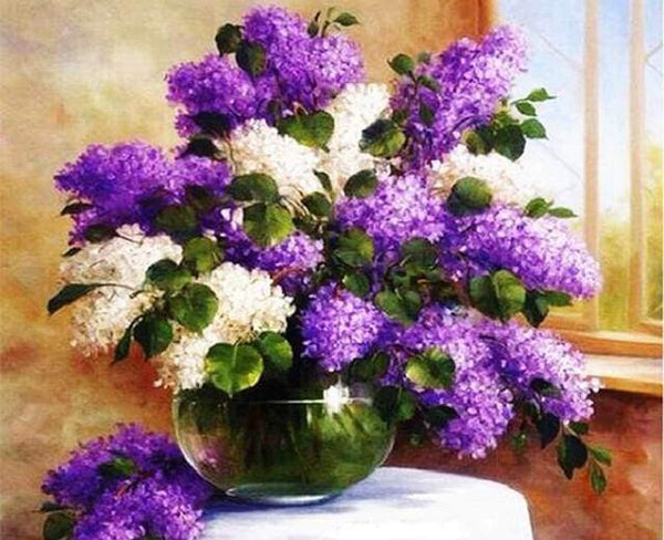 Purple Vase with Flowers Paint By Numbers Kit