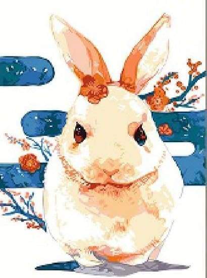 Rabbit with Flowers Paint By Numbers Kit