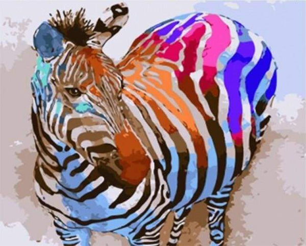 Rainbow Zebra Paint By Numbers Kit