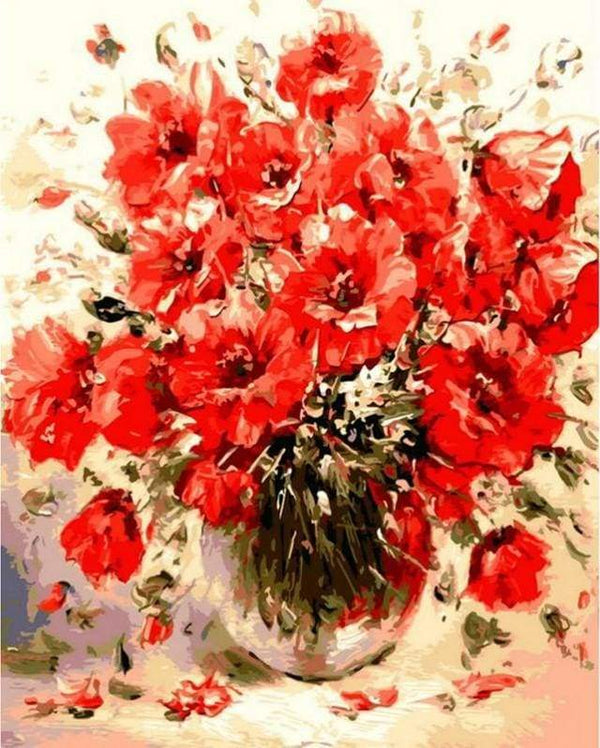 Red Flowers Paint By Numbers Kit